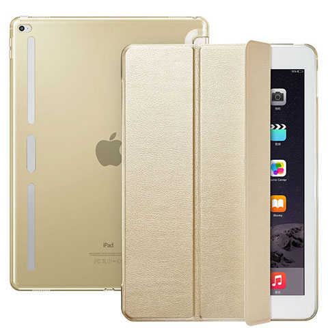 Handytasche Stand Schutzhülle Leder L02 für Apple iPad Pro 12.9 Gold