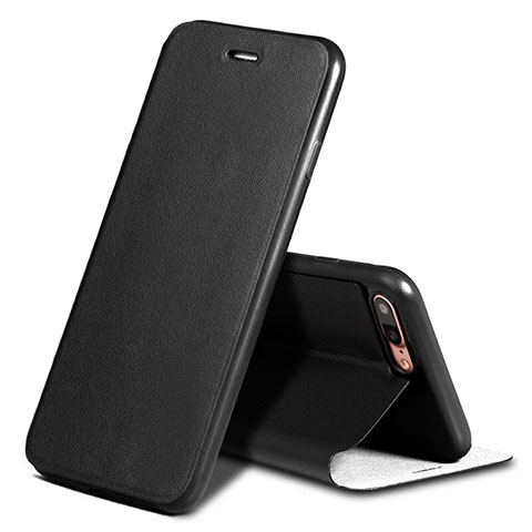 Handytasche Stand Schutzhülle Leder L02 für Apple iPhone 8 Plus Schwarz