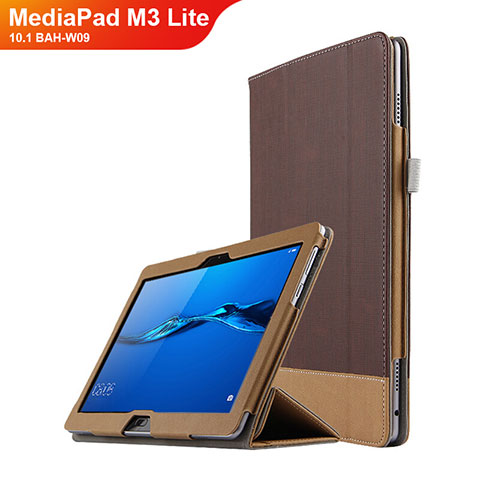 Handytasche Stand Schutzhülle Leder L02 für Huawei MediaPad M3 Lite 10.1 BAH-W09 Braun