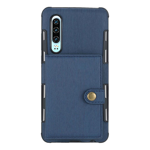 Handytasche Stand Schutzhülle Leder L04 für Huawei P30 Blau