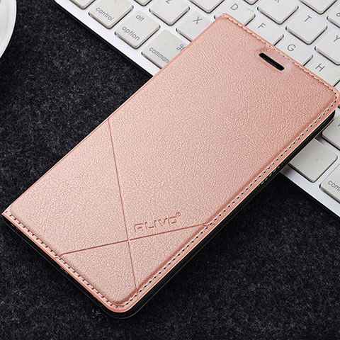 Handytasche Stand Schutzhülle Leder L04 für OnePlus 5T A5010 Rosegold