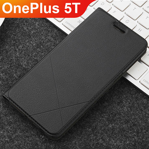 Handytasche Stand Schutzhülle Leder L04 für OnePlus 5T A5010 Schwarz