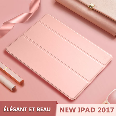 Handytasche Stand Schutzhülle Leder L10 für Apple New iPad 9.7 (2017) Rosegold