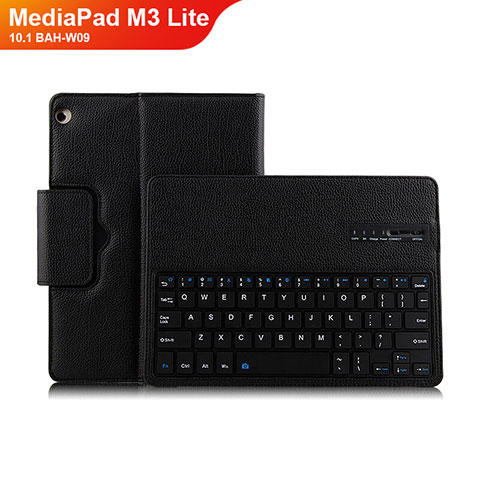 Handytasche Stand Schutzhülle Leder mit Tastatur L01 für Huawei MediaPad M3 Lite 10.1 BAH-W09 Schwarz