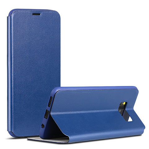 Handytasche Stand Schutzhülle Leder P01 für Samsung Galaxy S8 Blau