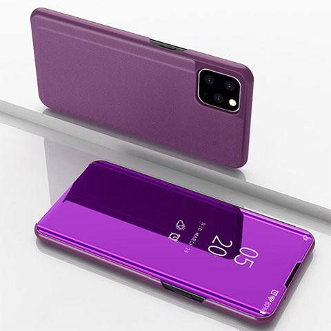 Handytasche Stand Schutzhülle Leder Rahmen Spiegel Tasche für Apple iPhone 11 Pro Violett