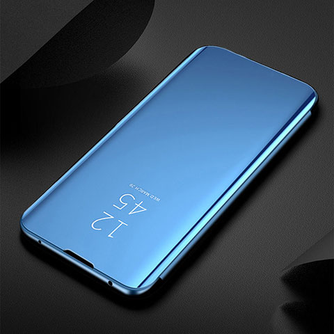 Handytasche Stand Schutzhülle Leder Rahmen Spiegel Tasche für Huawei Nova 6 5G Hellblau