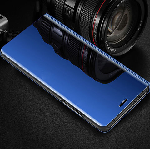 Handytasche Stand Schutzhülle Leder Rahmen Spiegel Tasche für Oppo RX17 Pro Blau