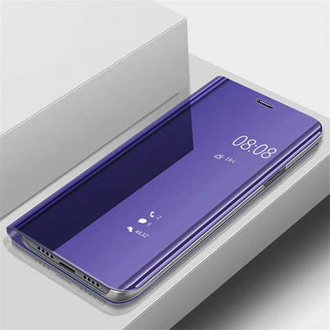 Handytasche Stand Schutzhülle Leder Rahmen Spiegel Tasche für Samsung Galaxy A90 5G Violett