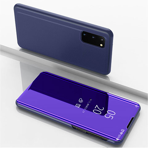 Handytasche Stand Schutzhülle Leder Rahmen Spiegel Tasche für Samsung Galaxy S20 Violett