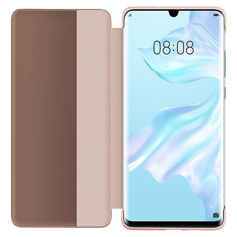 Handytasche Stand Schutzhülle Leder Rahmen Spiegel Tasche L05 für Huawei P30 Rosegold