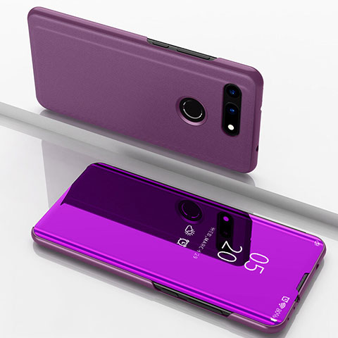 Handytasche Stand Schutzhülle Leder Rahmen Spiegel Tasche M03 für Huawei Honor V20 Violett