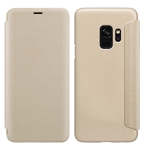 Handytasche Stand Schutzhülle Leder S01 für Samsung Galaxy S9 Gold