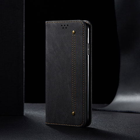 Handytasche Stand Schutzhülle Stoff B01S für Samsung Galaxy A04s Schwarz