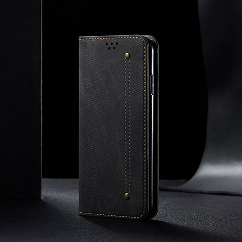 Handytasche Stand Schutzhülle Stoff B01S für Samsung Galaxy A10s Schwarz