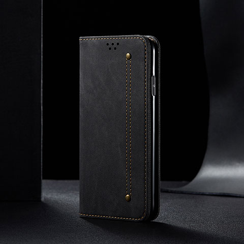 Handytasche Stand Schutzhülle Stoff B01S für Xiaomi Redmi 10 (2022) Schwarz