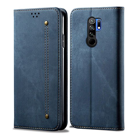 Handytasche Stand Schutzhülle Stoff B01S für Xiaomi Redmi 9 Blau