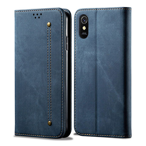 Handytasche Stand Schutzhülle Stoff B01S für Xiaomi Redmi 9AT Blau