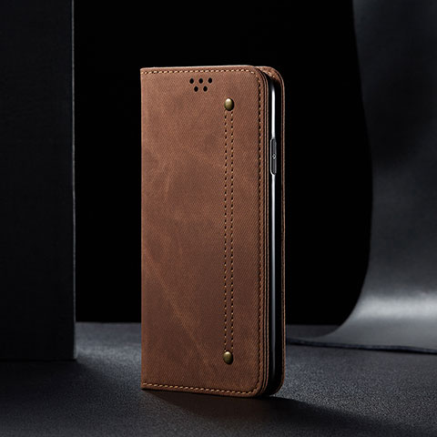 Handytasche Stand Schutzhülle Stoff B01S für Xiaomi Redmi Note 10S 4G Braun