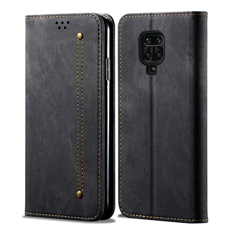 Handytasche Stand Schutzhülle Stoff B01S für Xiaomi Redmi Note 9S Schwarz