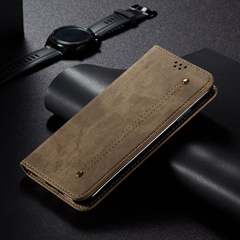 Handytasche Stand Schutzhülle Stoff B02S für Xiaomi Mi Note 10 Lite Kahki