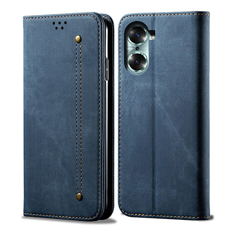 Handytasche Stand Schutzhülle Stoff für Huawei Honor 60 5G Blau