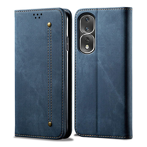 Handytasche Stand Schutzhülle Stoff für Huawei Honor 80 Pro 5G Blau