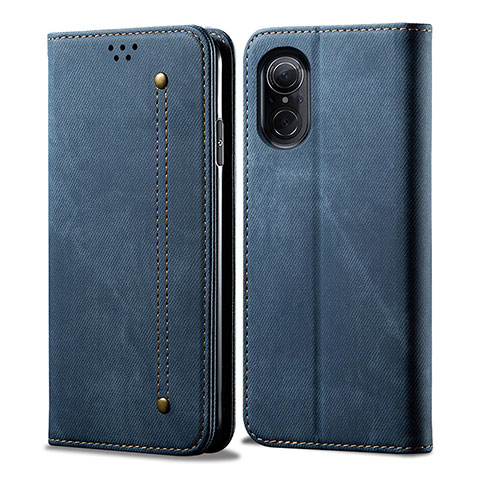 Handytasche Stand Schutzhülle Stoff für Huawei Nova 9 SE Blau