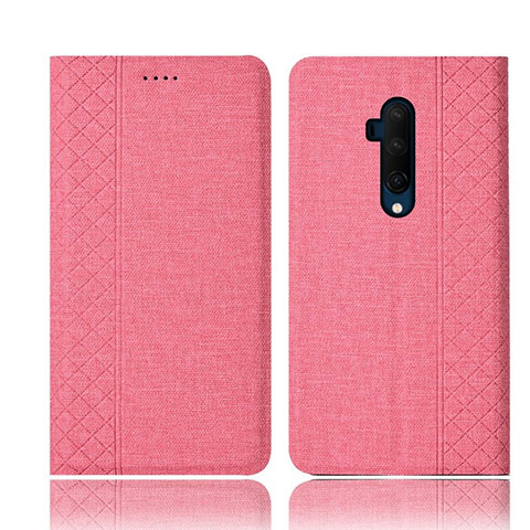 Handytasche Stand Schutzhülle Stoff für OnePlus 7T Pro 5G Rosa