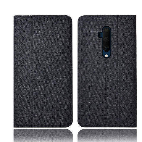 Handytasche Stand Schutzhülle Stoff für OnePlus 7T Pro Schwarz