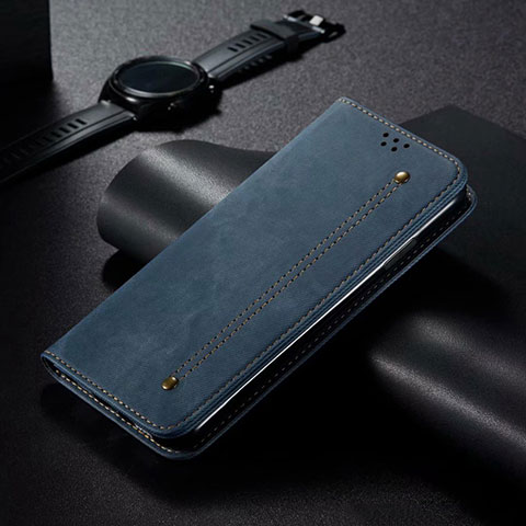 Handytasche Stand Schutzhülle Stoff für Samsung Galaxy A31 Blau