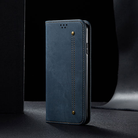 Handytasche Stand Schutzhülle Stoff für Samsung Galaxy A82 5G Blau