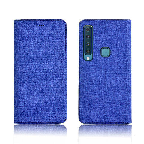 Handytasche Stand Schutzhülle Stoff für Samsung Galaxy A9 (2018) A920 Blau