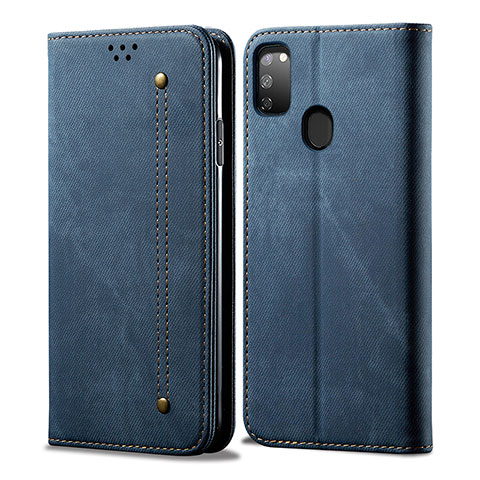 Handytasche Stand Schutzhülle Stoff für Samsung Galaxy M30s Blau