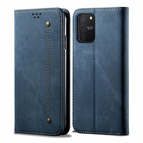 Handytasche Stand Schutzhülle Stoff für Samsung Galaxy M80S Blau