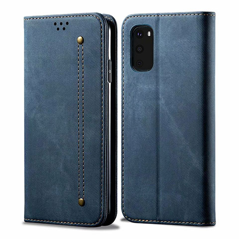 Handytasche Stand Schutzhülle Stoff für Samsung Galaxy S20 FE 5G Blau