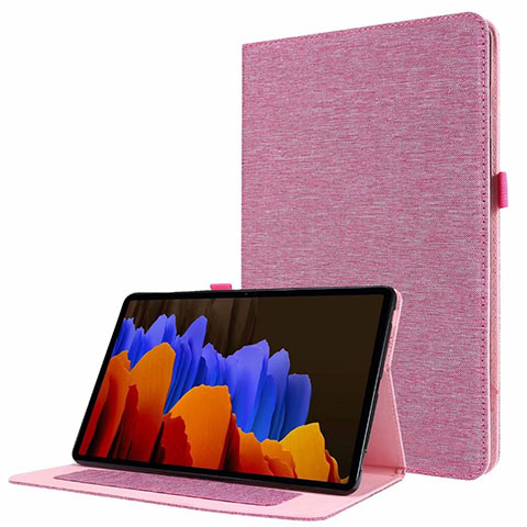 Handytasche Stand Schutzhülle Stoff für Samsung Galaxy Tab S7 11 Wi-Fi SM-T870 Rosa