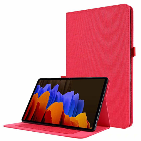 Handytasche Stand Schutzhülle Stoff für Samsung Galaxy Tab S7 11 Wi-Fi SM-T870 Rot