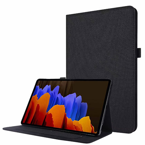 Handytasche Stand Schutzhülle Stoff für Samsung Galaxy Tab S7 11 Wi-Fi SM-T870 Schwarz