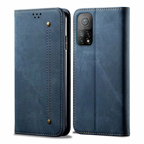 Handytasche Stand Schutzhülle Stoff für Xiaomi Mi 10T 5G Blau