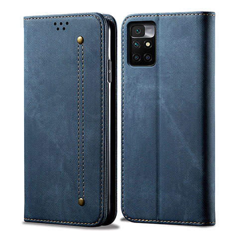 Handytasche Stand Schutzhülle Stoff für Xiaomi Redmi 10 (2022) Blau