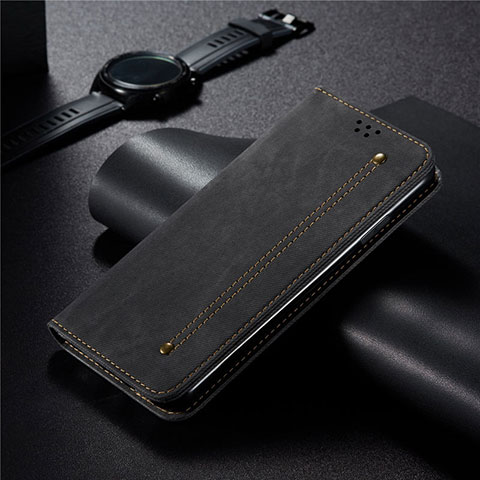 Handytasche Stand Schutzhülle Stoff für Xiaomi Redmi 10X 5G Schwarz