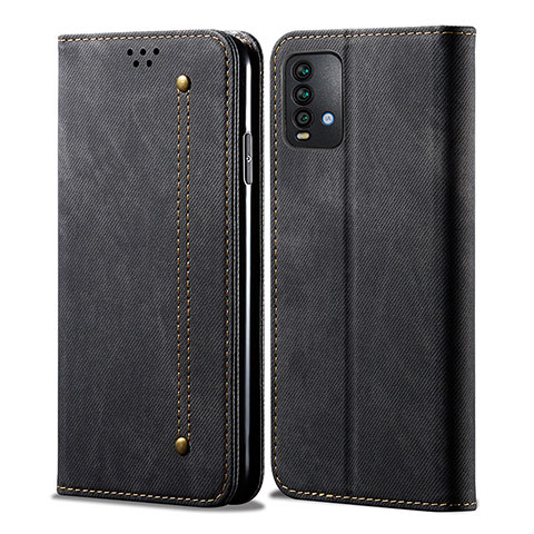 Handytasche Stand Schutzhülle Stoff für Xiaomi Redmi 9T 4G Schwarz