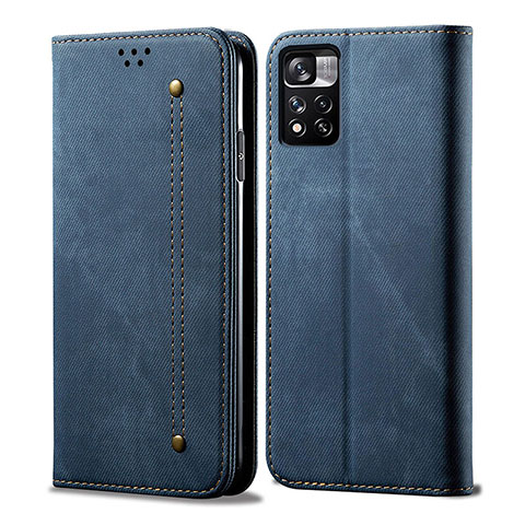 Handytasche Stand Schutzhülle Stoff für Xiaomi Redmi Note 11 Pro+ Plus 5G Blau