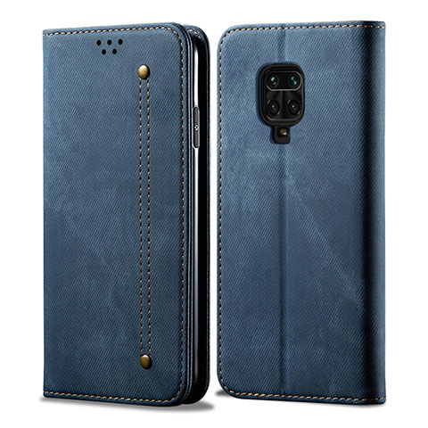 Handytasche Stand Schutzhülle Stoff für Xiaomi Redmi Note 9 Pro Max Blau