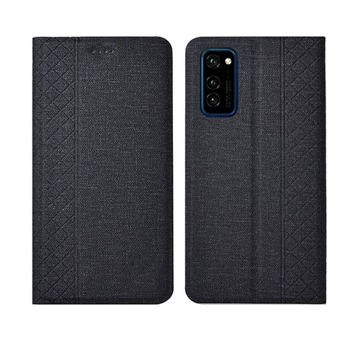 Handytasche Stand Schutzhülle Stoff H01 für Huawei Honor V30 Pro 5G Schwarz