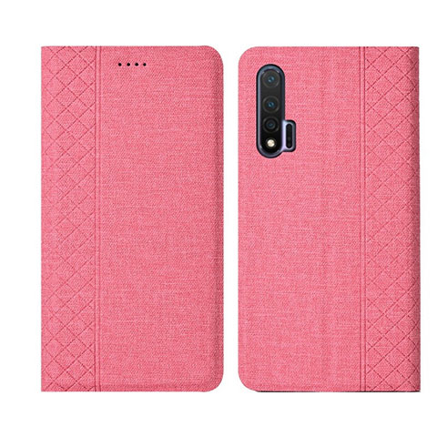 Handytasche Stand Schutzhülle Stoff H01 für Huawei Nova 6 Rosa