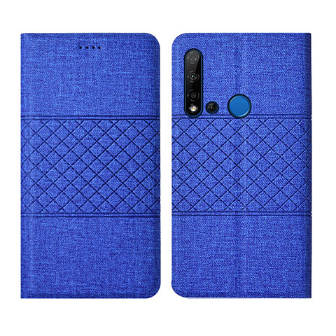 Handytasche Stand Schutzhülle Stoff H01 für Huawei P20 Lite (2019) Blau