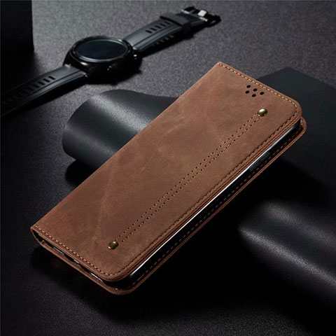 Handytasche Stand Schutzhülle Stoff H01 für Oppo Find X2 Braun