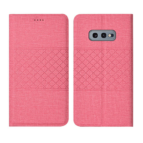 Handytasche Stand Schutzhülle Stoff H01 für Samsung Galaxy S10e Rosa